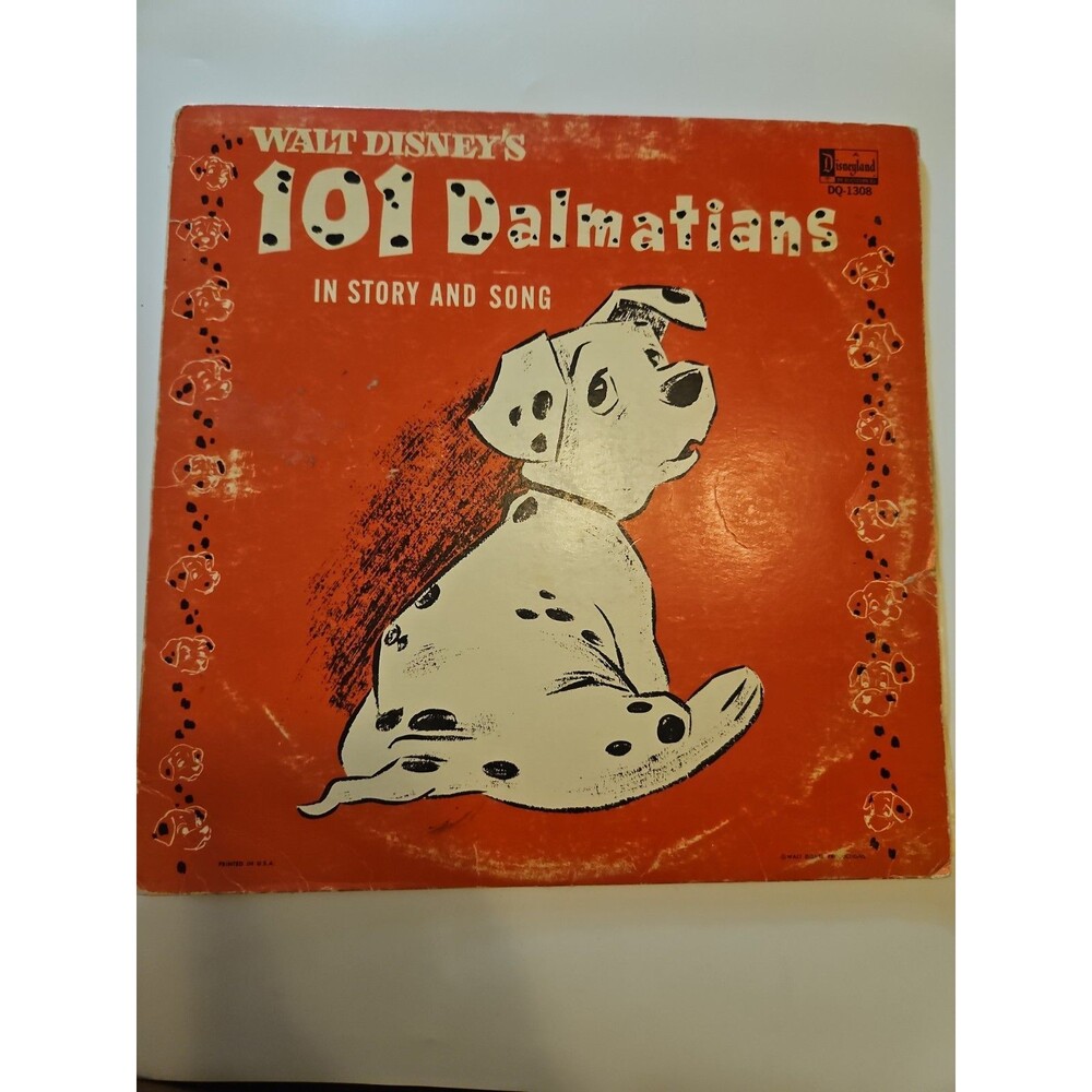 Vintage Walt Disney Vinyl Record 101 Dalmatians Story Song Disneyland Black 12"